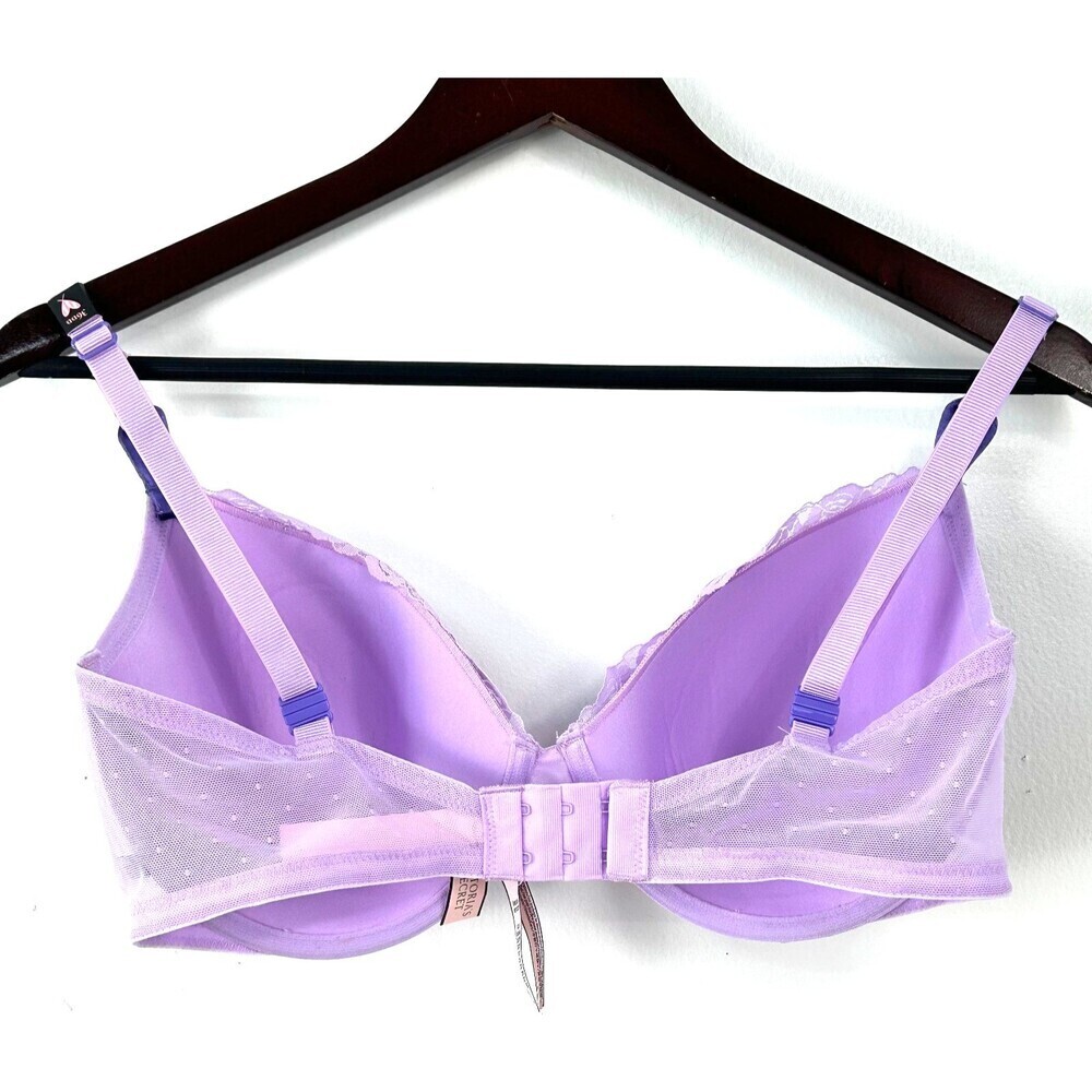 New Victorias Secret VS Womens Lined Demi Light Purple Lace Underwire Bra 36DD - Picture 5 of 10